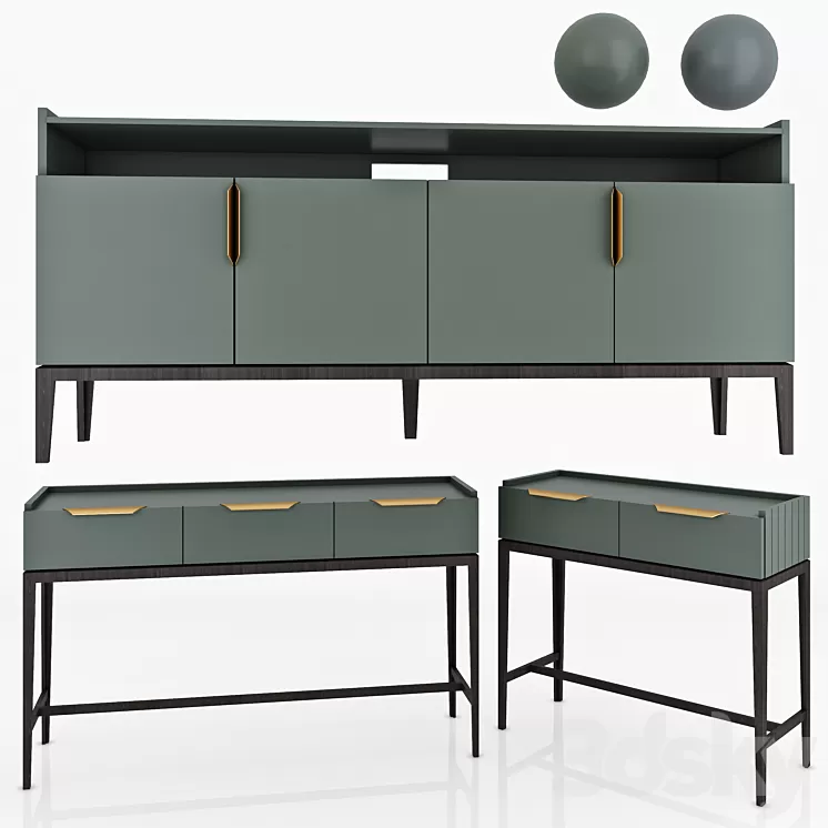 Dantone Home Metropolitan console set 3D Model