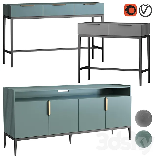 Dantone Home Metropolitan Console Set 3DModel