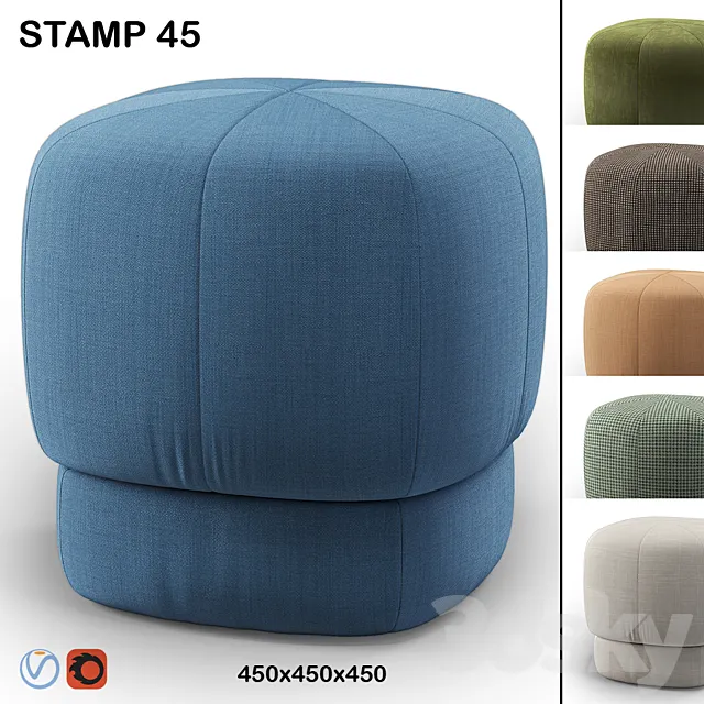 Dantone Pouf Stamp 45 cm 3D Model