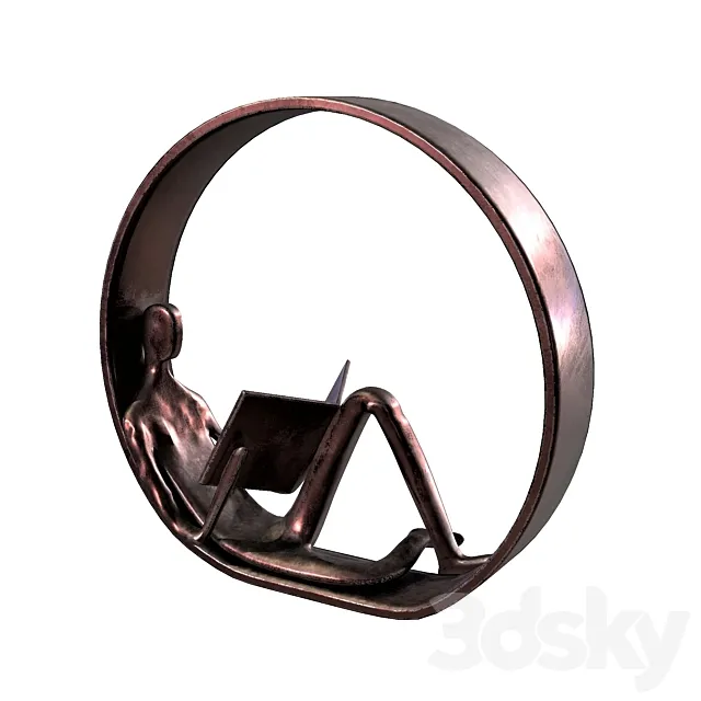 Danya B Encircled Reader Iron Sculpture 3D Model