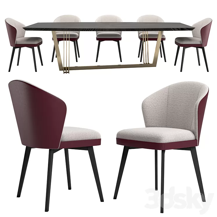 D'ARC table + NELLY by LASKASAS chairs 3D Model