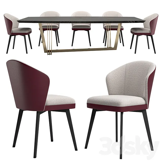 D'ARC table + NELLY by LASKASAS chairs 3DModel