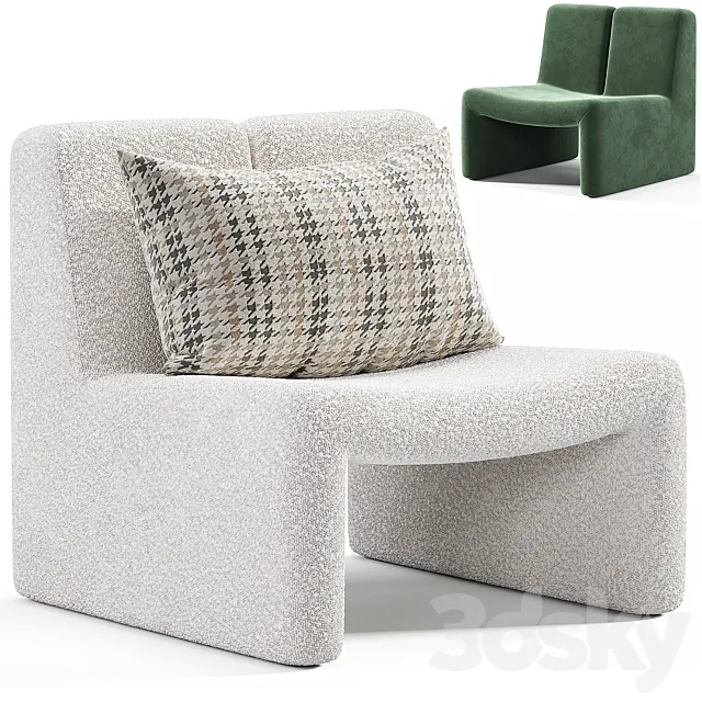 Dario Green Boucle Accent Chair By CB2 3D Model