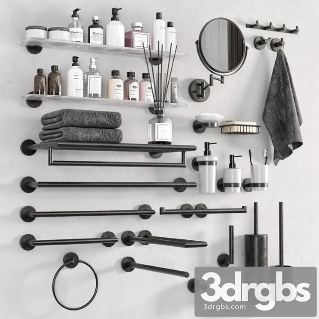Dark Bathroom Accessories by Bemeta 3D Model Download