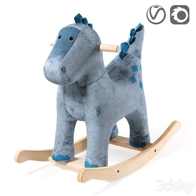 Dark blue dinosaur rocking chair 3D Model