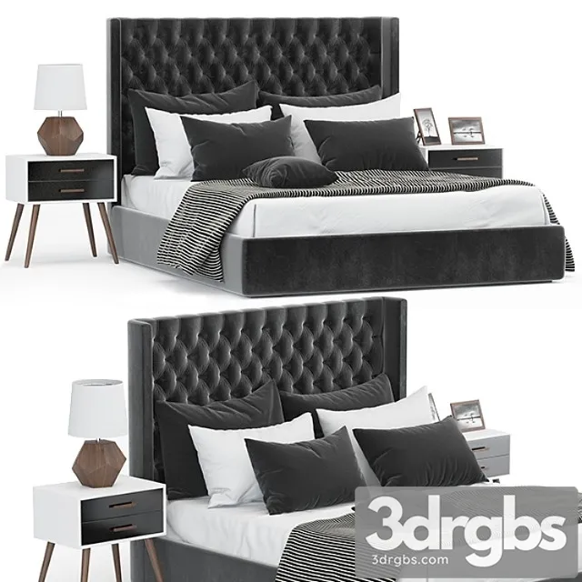 Dark chesterfield bed 2 3D Model Free