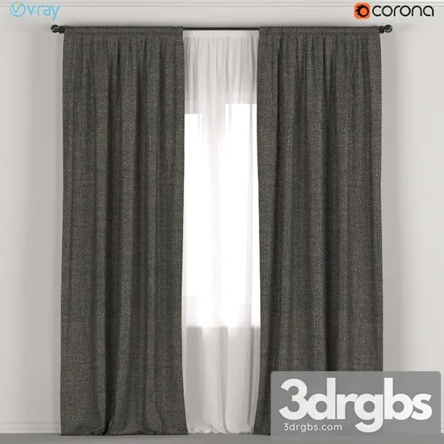 Dark curtains + tulle. 3D Model Free