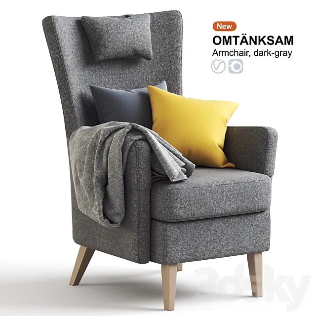 Dark Gray Armchair OMTANKSAM IKEA 3D Model
