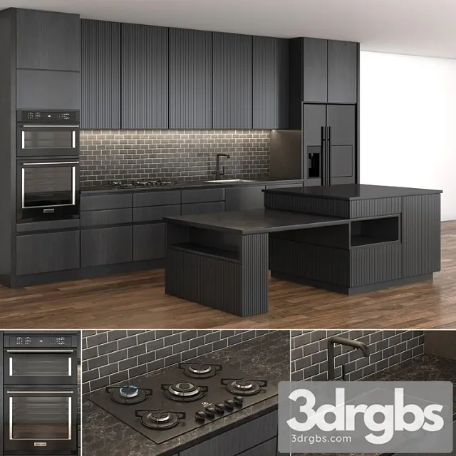 Dark kitchen 3D Model Free