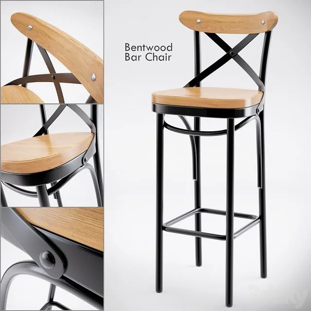 Dark Metal Bar Chair 3D Model