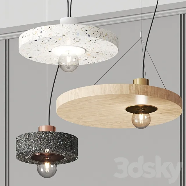 Dark Rond Pendant Lamps 3DModel