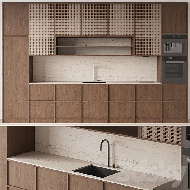 DARK WOOD KITCHEN WITH RATTAN Free Download