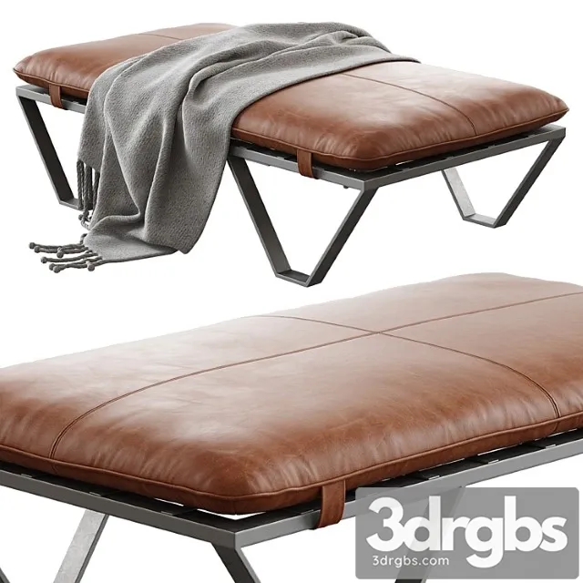 Darrow Tan Leather Ottoman 1 3D Model Free
