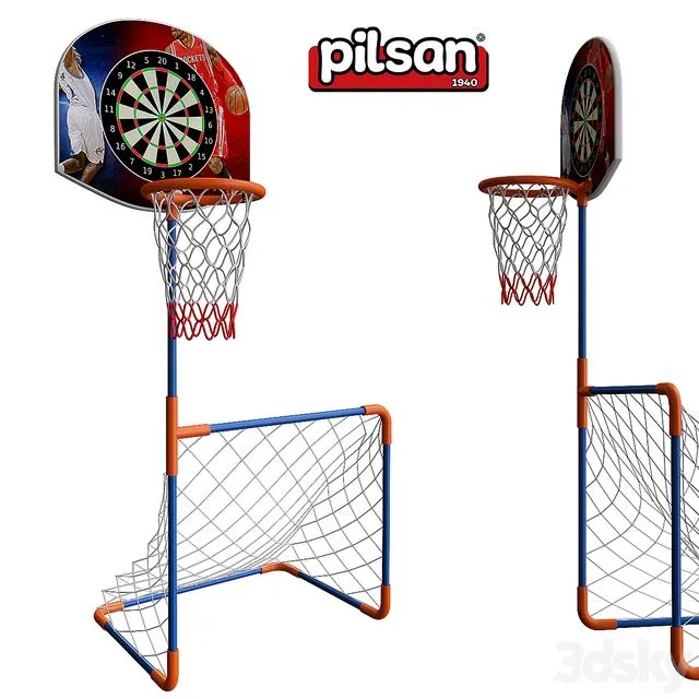 Darts with basketball ring 3D Model