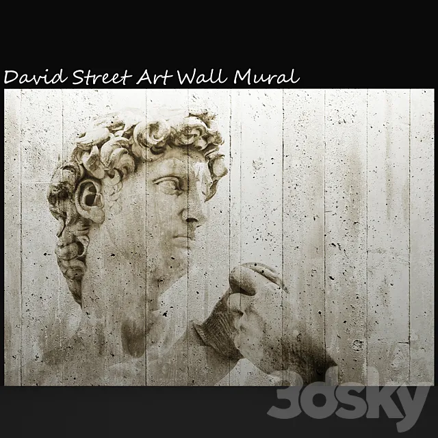 David Street Art Wall Mural. david. mural. painting. concrete. wall 3DModel