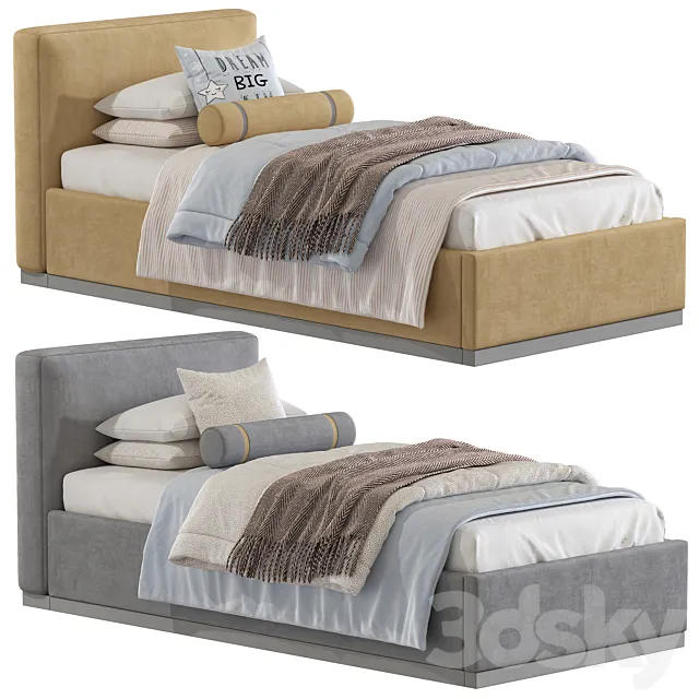 Dawn Kids' Bed Indigo Linen 411 3D Model