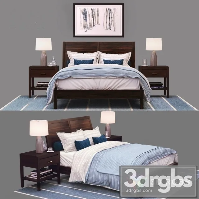 Dawson Clove Queen Sleigh Bed 3D Model Free