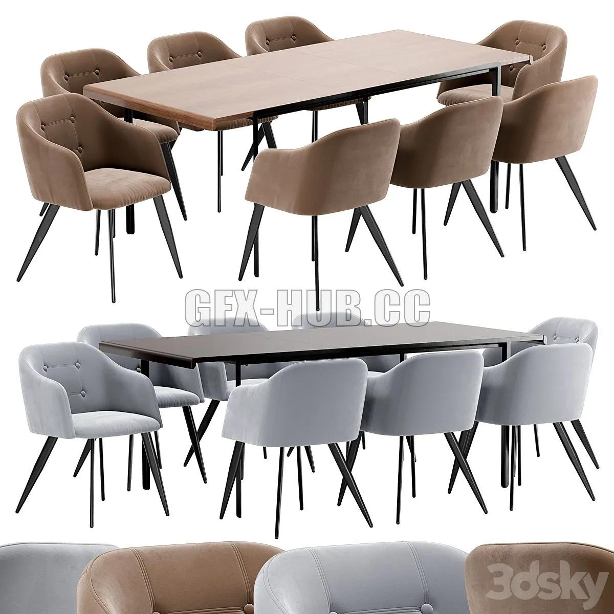DC-9505 dining chair and Nadyria table 3D Model