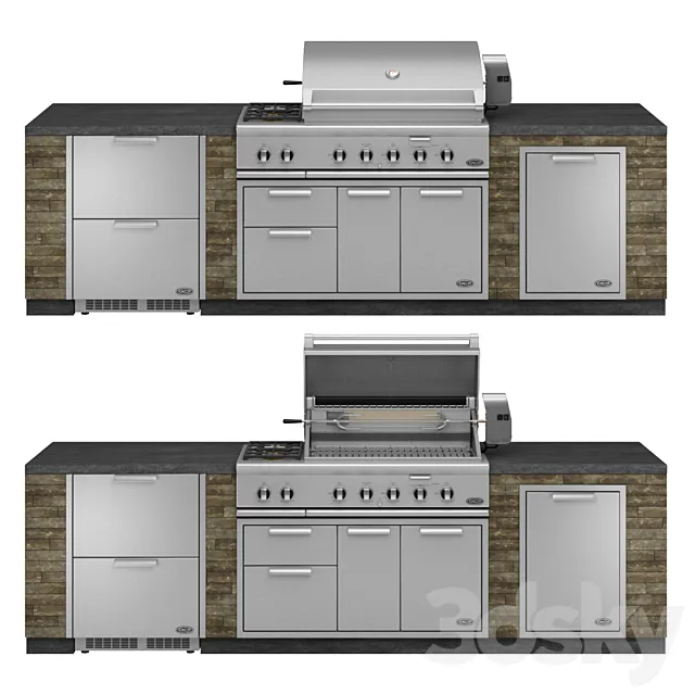 DCS gas grill with Integrated Side Burners 3D Model