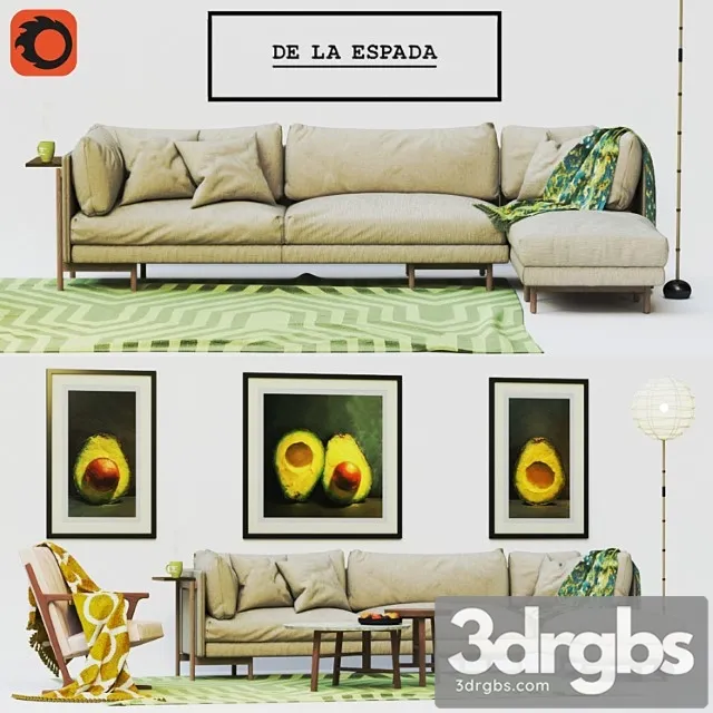 De La Espada Sofa Frame Armchair Woody 3D Model Free