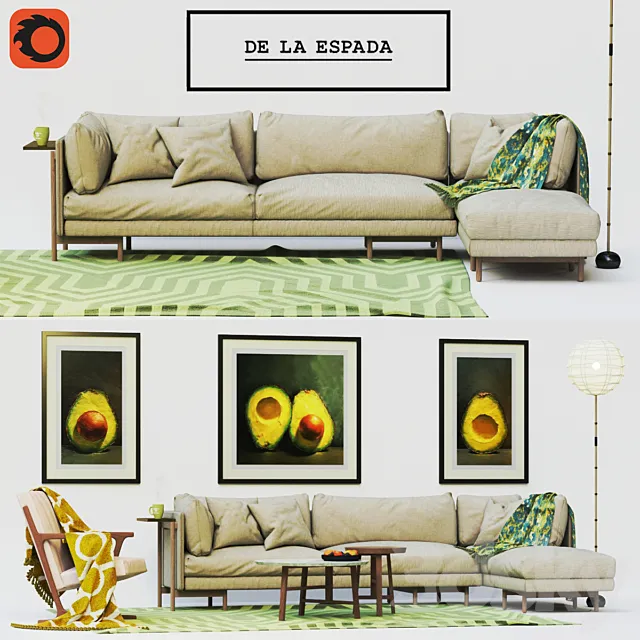De La Espada Sofa Frame Armchair Woody 3D Model