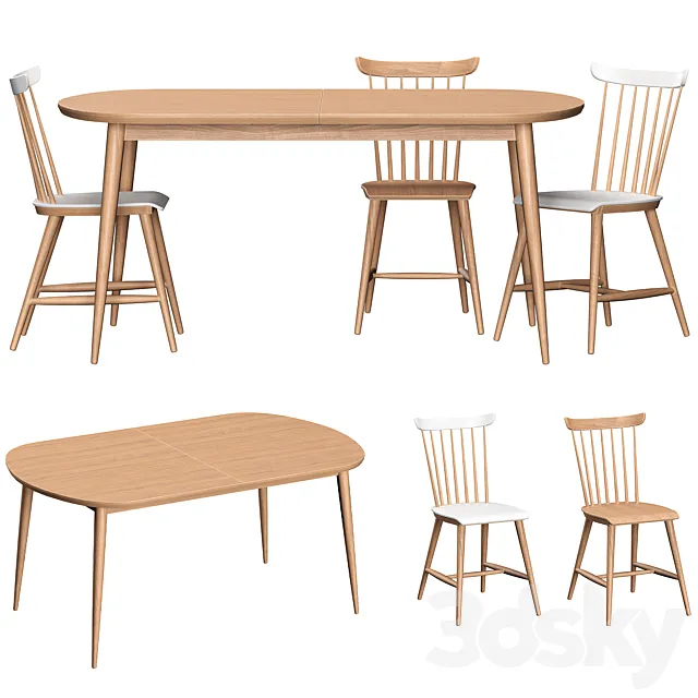 Deauville table and chairs 3D Model