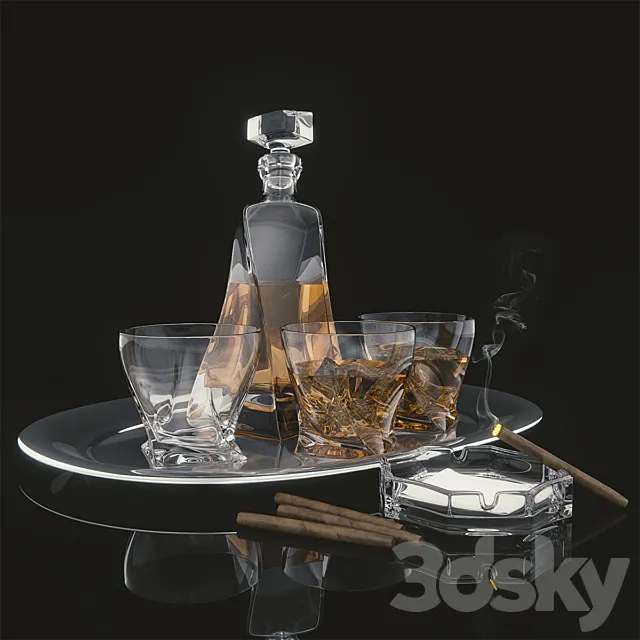 Decanter Sapphire set of 6 3DModel