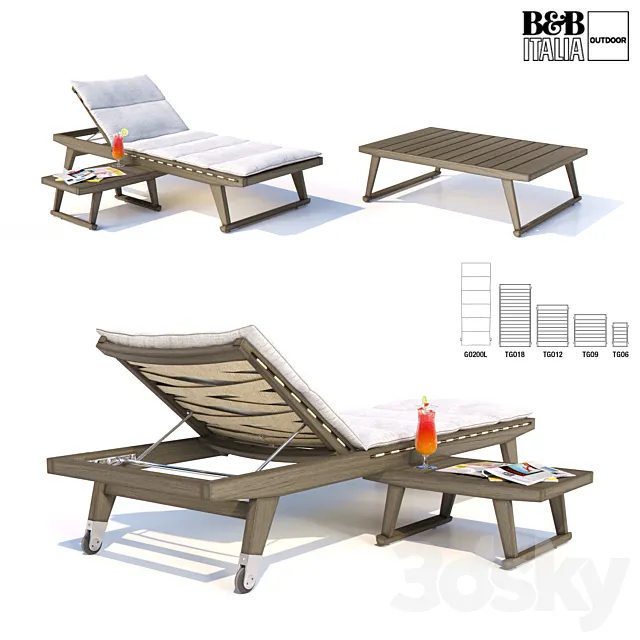 Deck chair and tables GIO 3D Model