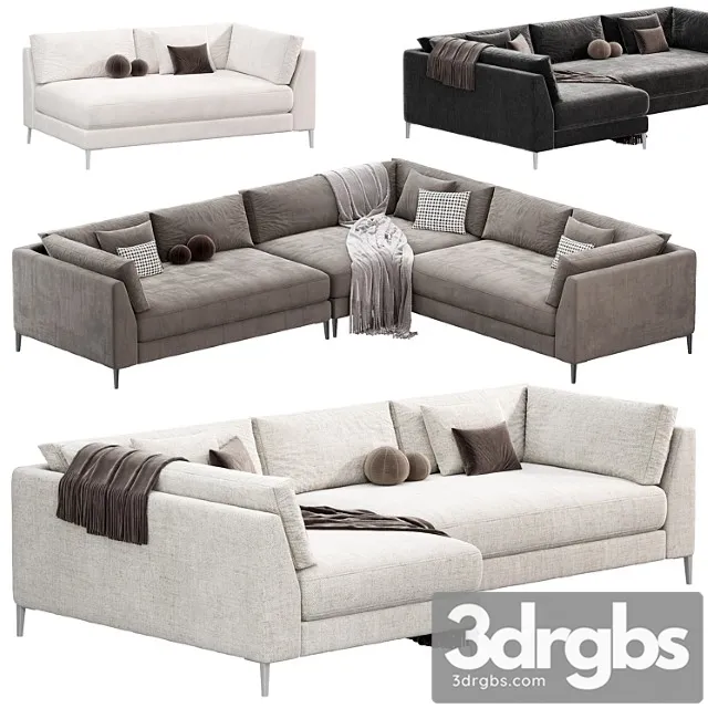 Decker 2 Piece L Shaped White Performance Sofa Chaise By CB2 3D Model Free