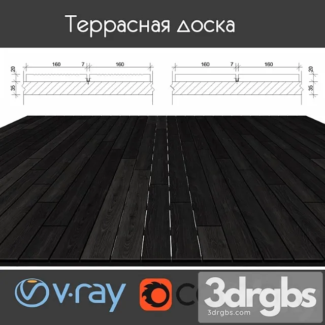 Decking on logs 4 species black 3D Model Free