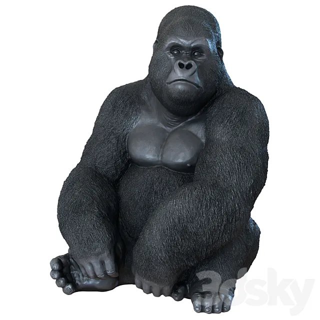 Deco Figurine Monkey Gorilla Side XL 3DModel