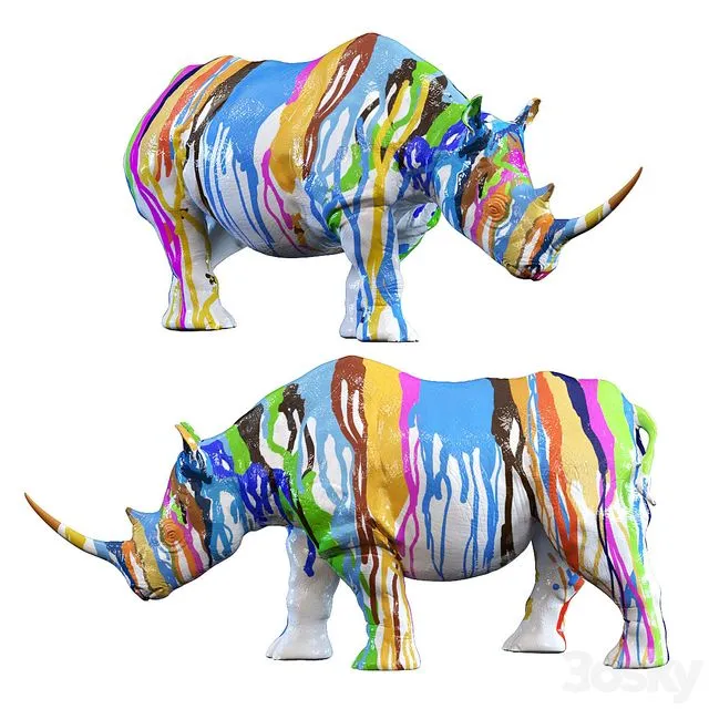 Deco Figurine Rhino Colore 26cm 3D Model