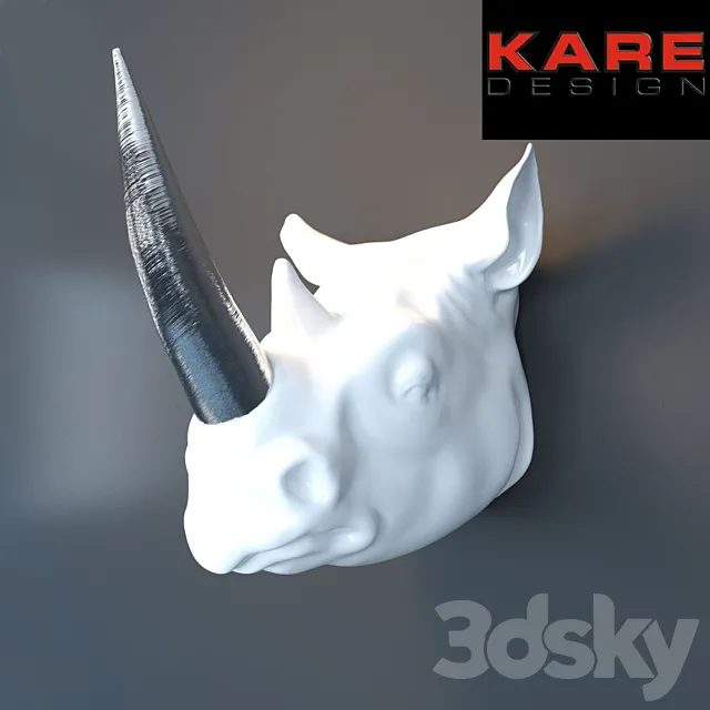 Deco Head Silver Horn Rhino 3D Model