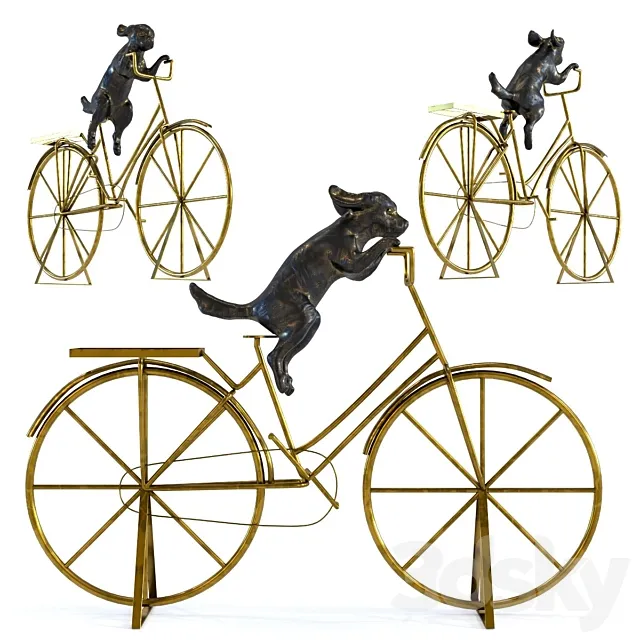Deco Object Dog With Bicycle 3DModel