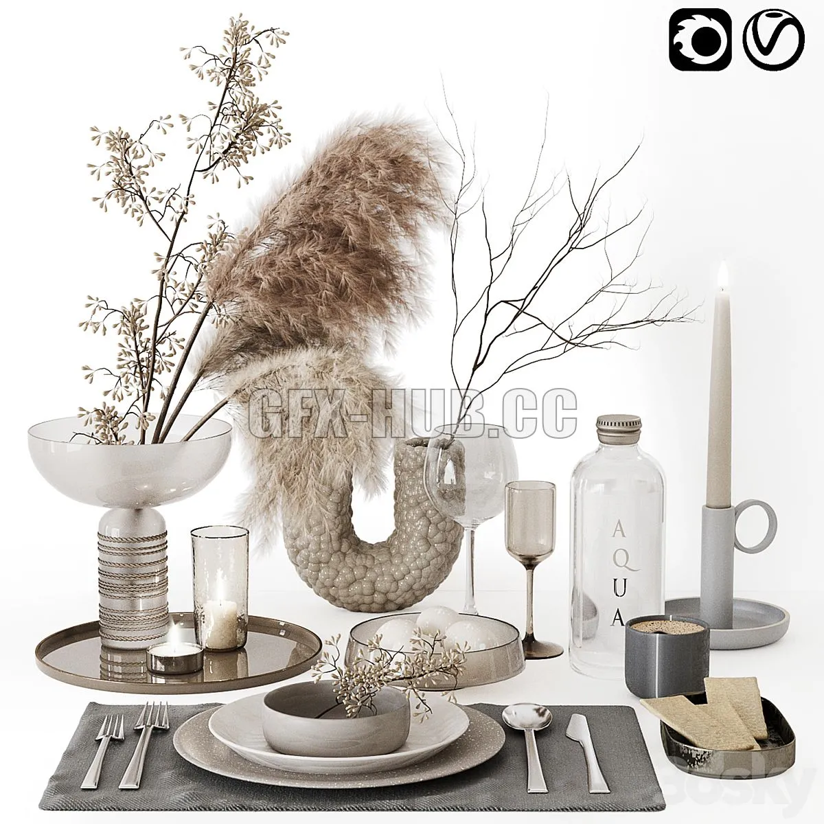 Decor 24 (Vase with Pampas and Eucalyptus) 3D Model