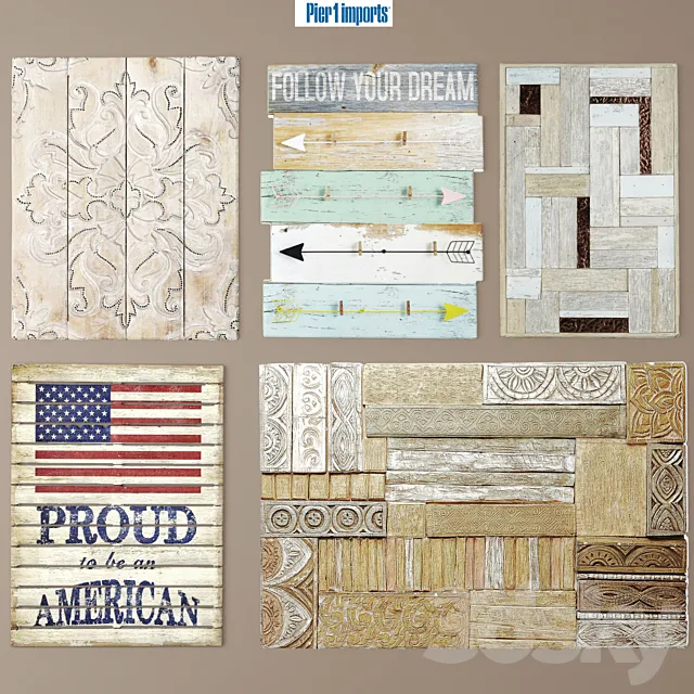 Decor. Boards. Paintings. Kit. Panel carving carved decor wall decor plank panel wooden decor boards wooden wall panel slats 3D Model