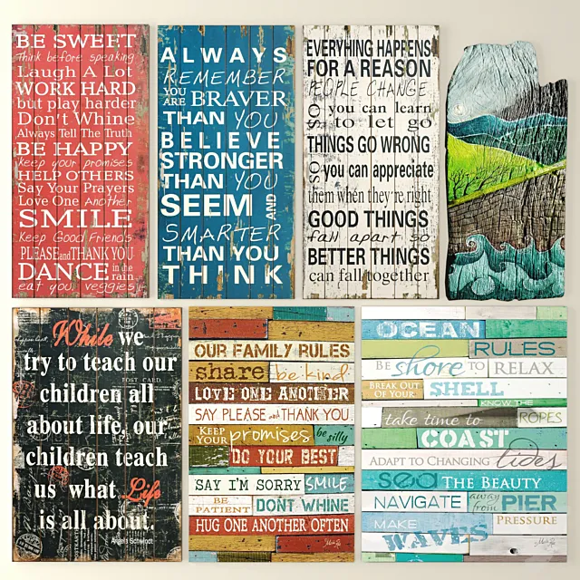 Decor. Boards. pictures. Set. signboard. eco style. design 3DModel