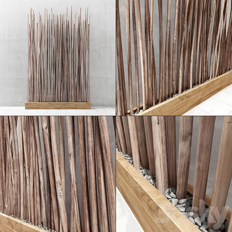 Decor branch pebble / Decor of the branches with pebbles 3D Model