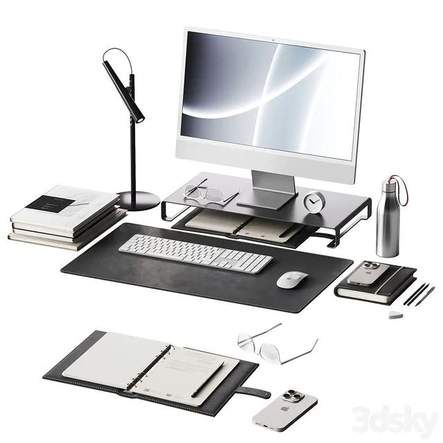 Decor for the workplace with a set of Apple equipment 3D Model