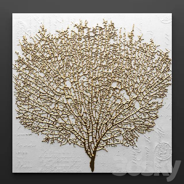 Decor for wall. Panel. 3D coral wall decor picture gold luxury luxury decor marine decor 3D Model