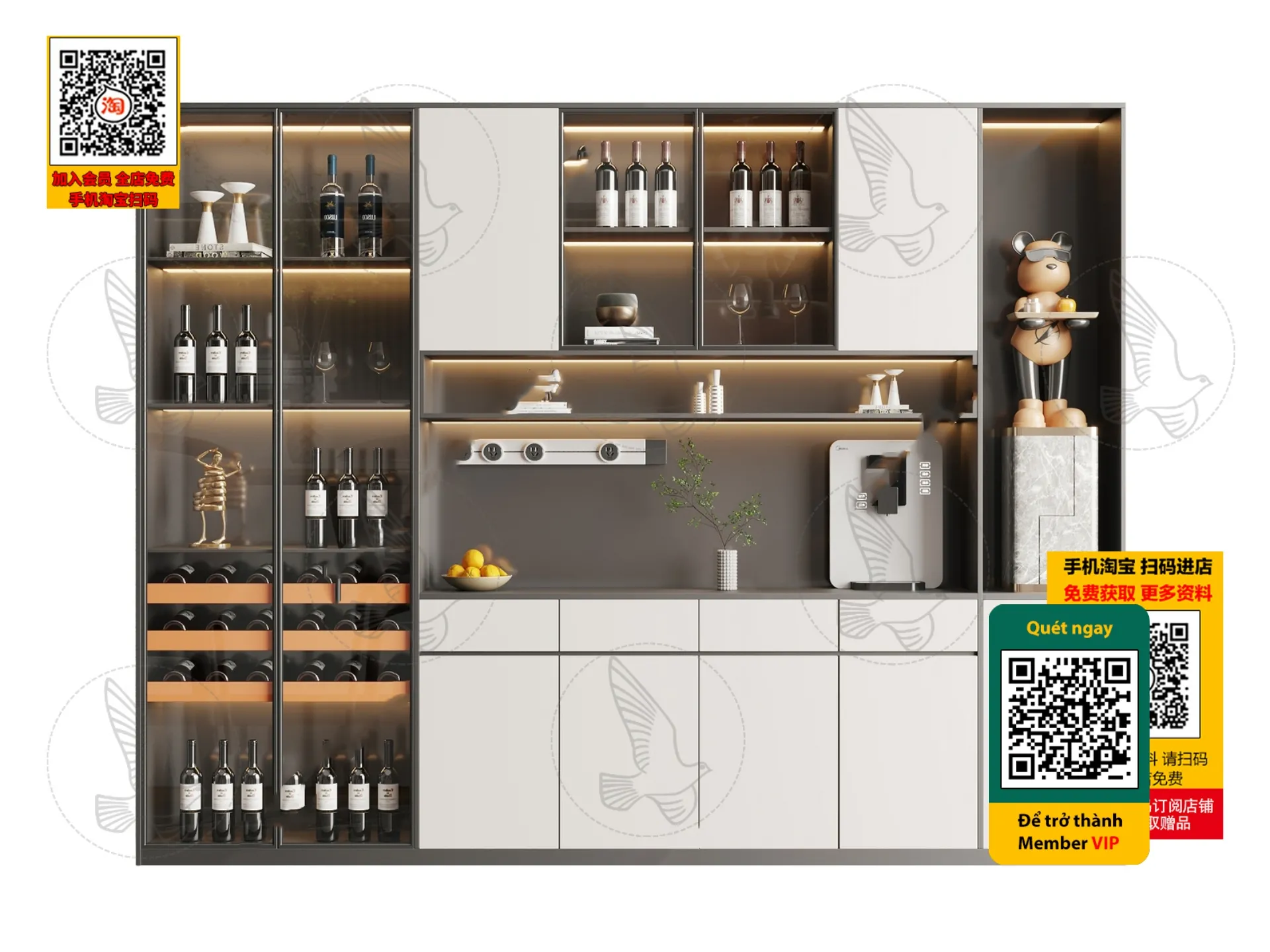 DECOR HELPER - INTERIOR - WINE SHOP - VRAY / CORONA - 3D MODEL - 4566