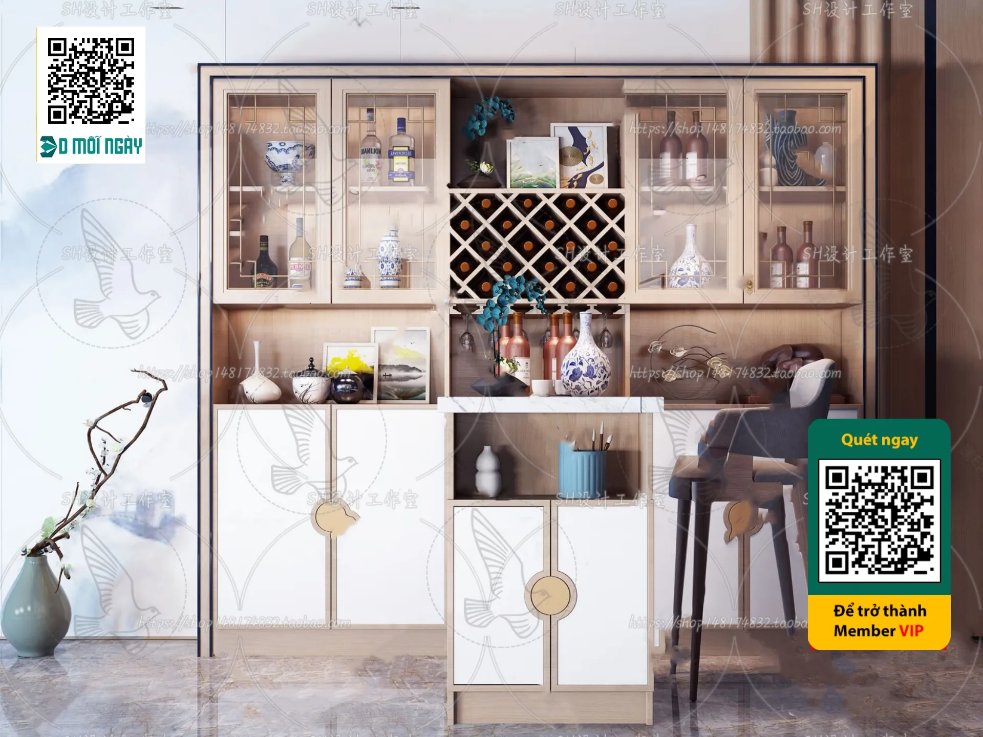 DECOR HELPER - INTERIOR - WINE SHOP - VRAY / CORONA - 3D MODEL - 5166