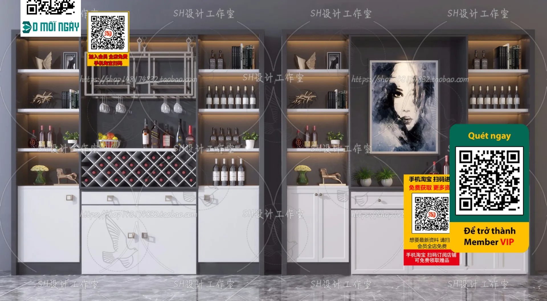 DECOR HELPER - INTERIOR - WINE SHOP - VRAY / CORONA - 3D MODEL - 5172