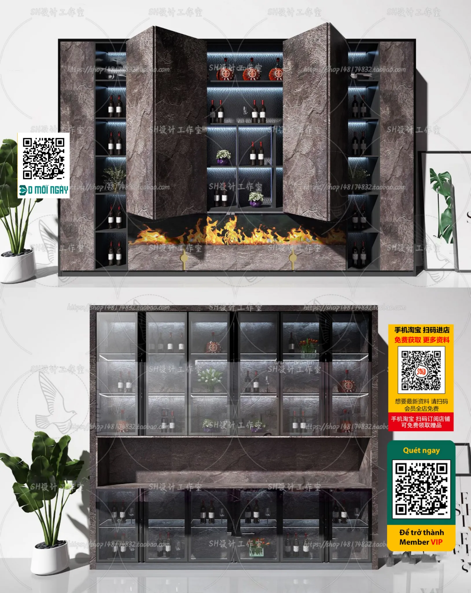 DECOR HELPER - INTERIOR - WINE SHOP - VRAY / CORONA - 3D MODEL - 5219