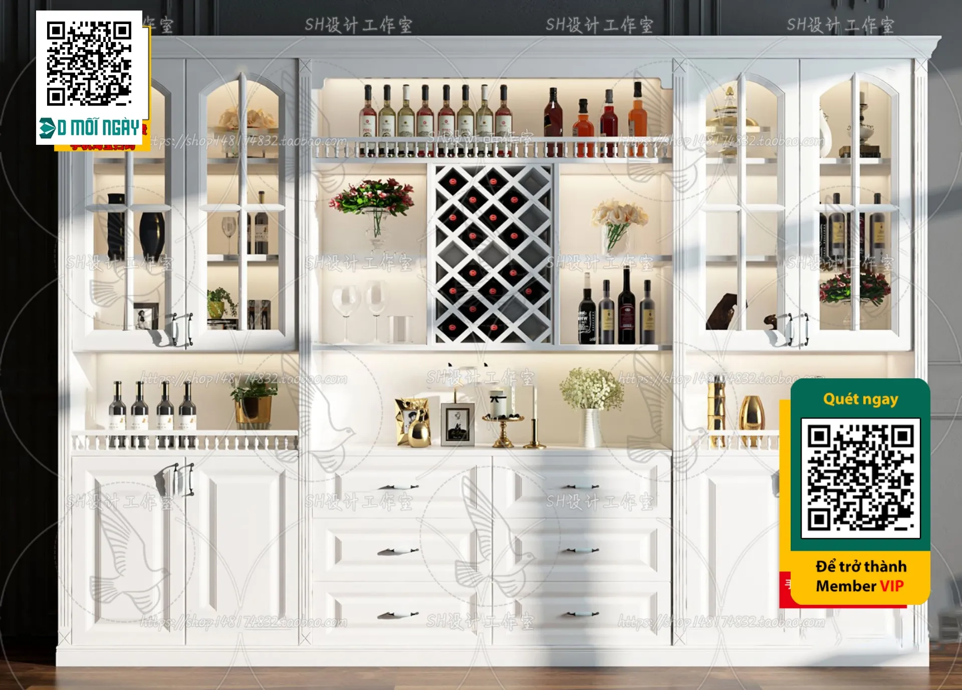 DECOR HELPER - INTERIOR - WINE SHOP - VRAY / CORONA - 3D MODEL - 5238