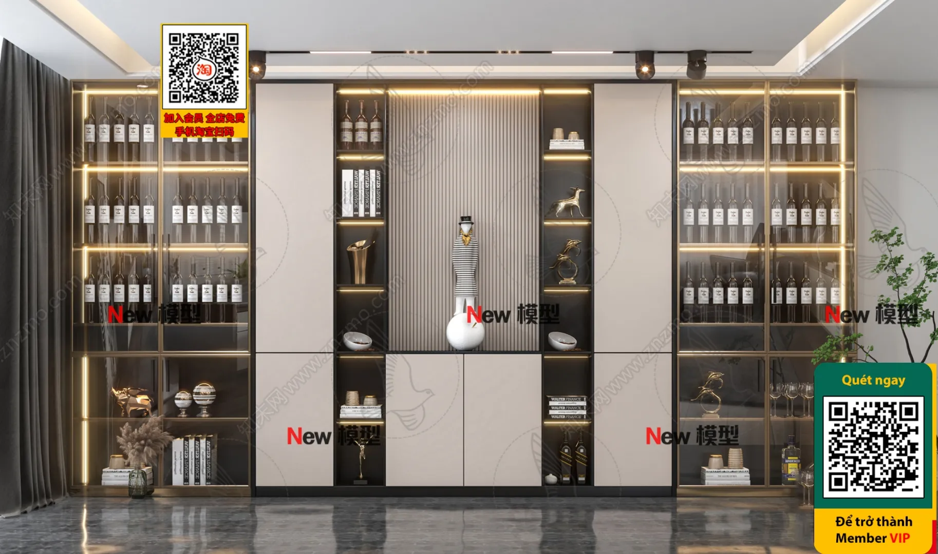 DECOR HELPER - INTERIOR - WINE SHOP - VRAY / CORONA - 3D MODEL - 6180