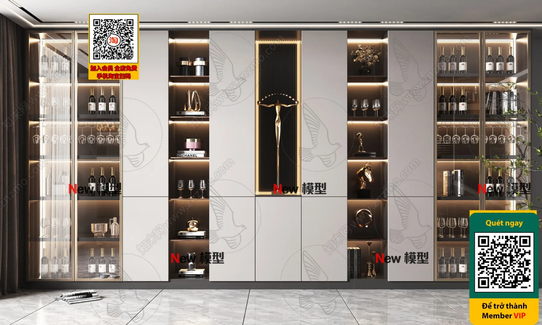 DECOR HELPER - INTERIOR - WINE SHOP - VRAY / CORONA - 3D MODEL - 6184