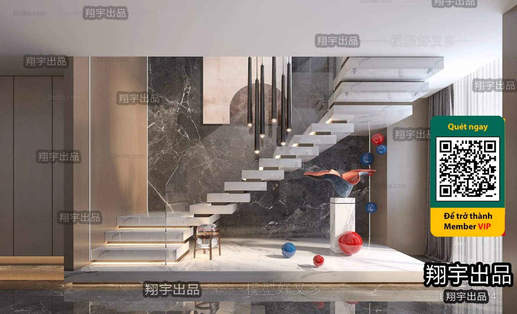 DECOR HELPER - STAIR - VRAY / CORONA - 3D MODEL - 4513