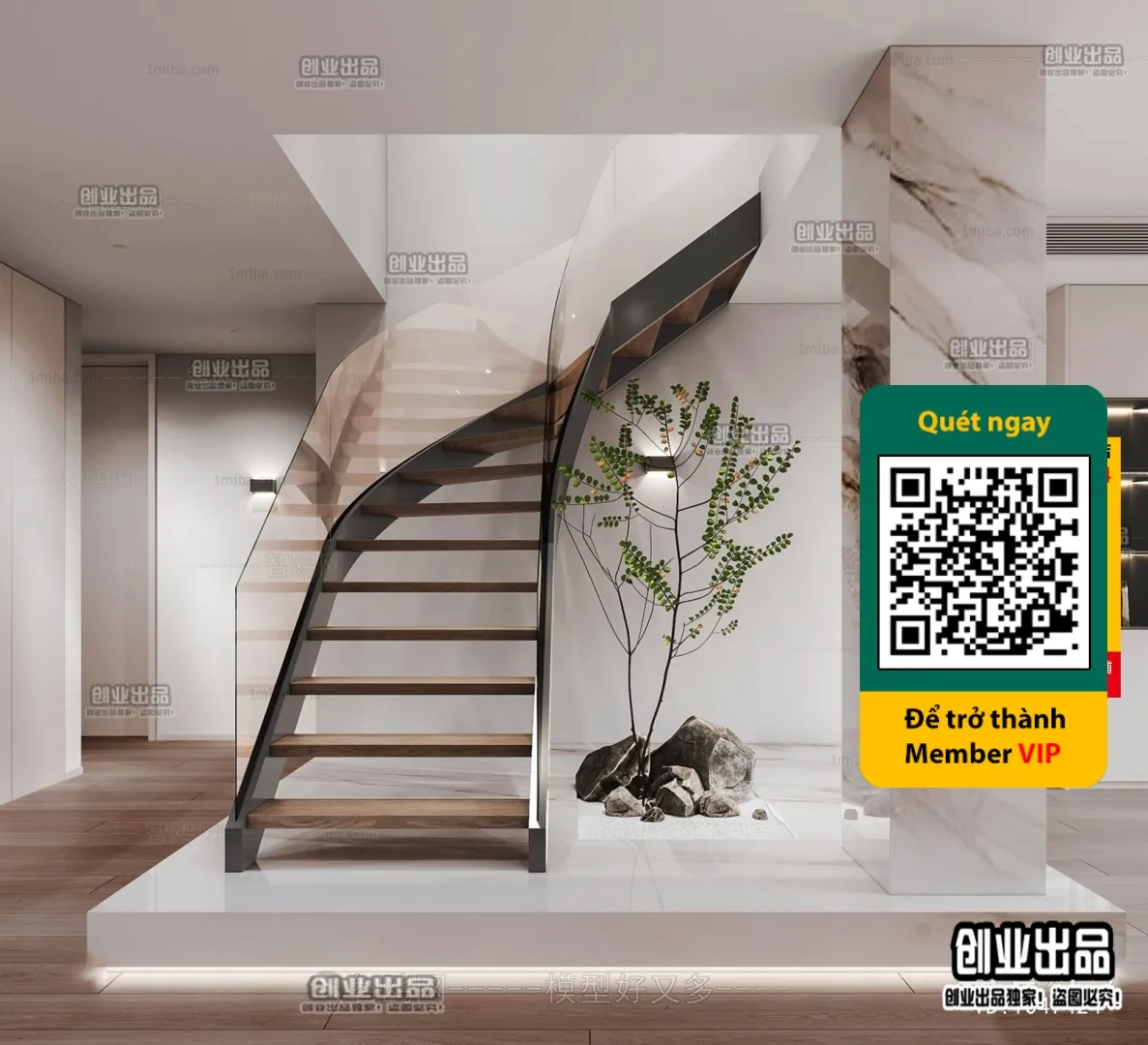 DECOR HELPER - STAIR - VRAY / CORONA - 3D MODEL - 4515