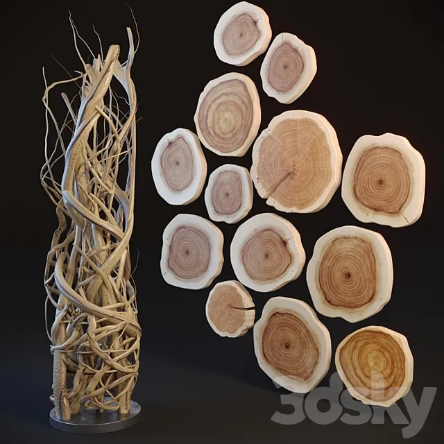 Decor made of wood and twigs 3D Model